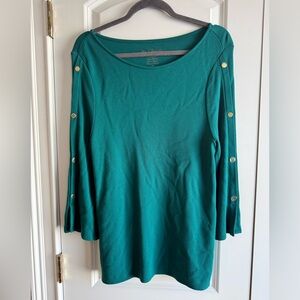 Chico’s size 1/Medium Teal Button-Sleeve Women's Top, EUC!